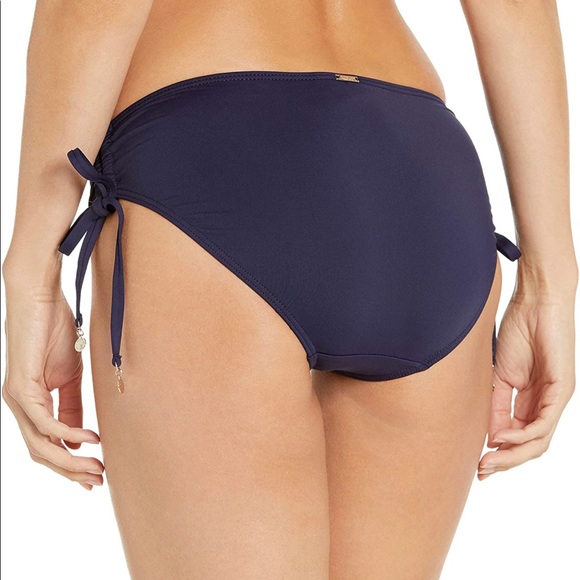 Anne Cole NAVY Ruched-Side Bikini Swim Bottom NWT NEW MEDIUM - Picture 2 of 4